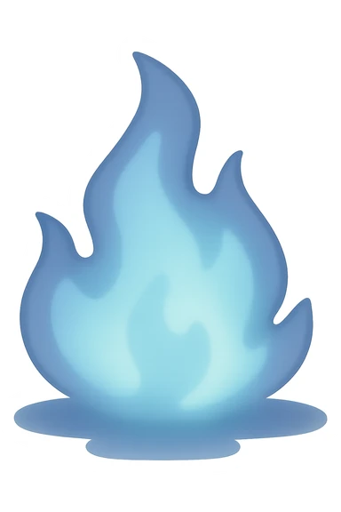 Add an abstract blue tint to the white fire with soft edges, with no background, creating a smooth and ethereal appearance. sticker
