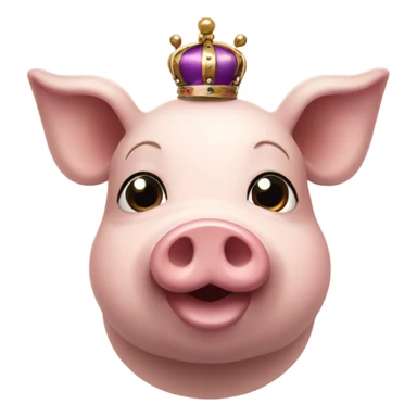 Pig with black curly hair and crown sticker