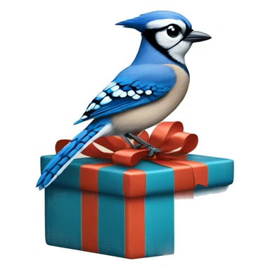 Blue Jay on a Present sticker