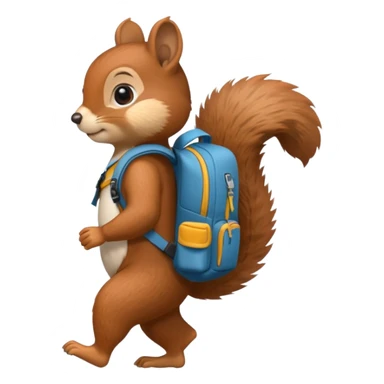 a squirrel walking with a backpack
 sticker