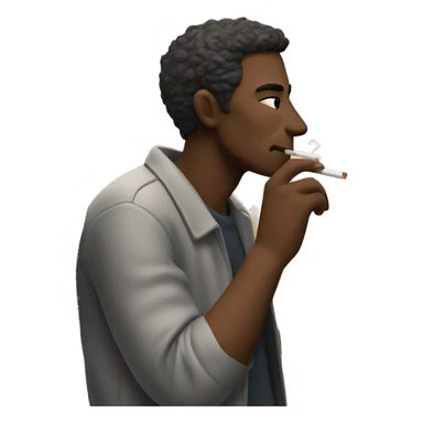 A man leaning against a wall smoking a cigarette in an alley sticker