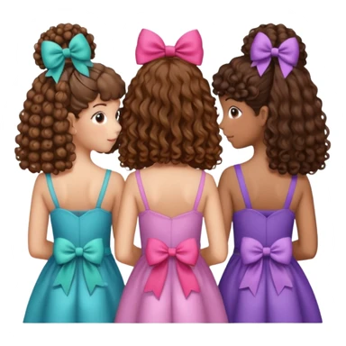 5 besties side by side from behind 2 girls with curly hair and the rest straight hair with bows in their hair sticker