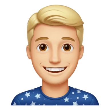 create an image of a perfect guy, very handsome, catching, smart and smiling with his white teeth. around him there's like a shining and small stars showing how perfect he is . the background is white sticker