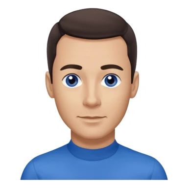 Anthony Wiggle of The Wiggles with light skin, dark brown hair, blue eyes, blue skivvy shirt sticker