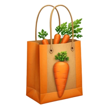 paper shopping bag with carrot inside bag. Transparent background sticker