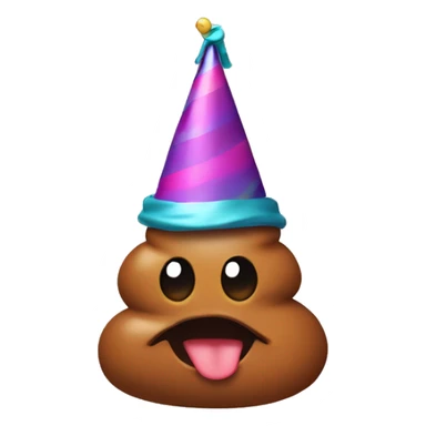 A poop with a party hat sticker