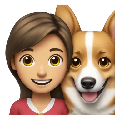 Corgi next to spanish smiling girl sticker