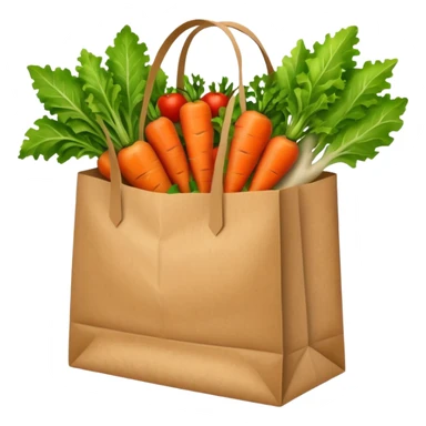 paper bag with vegetables. Transparent background sticker