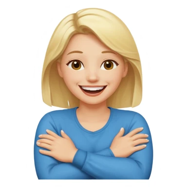  Blonde Women crossed arms around his neck laughing  sticker