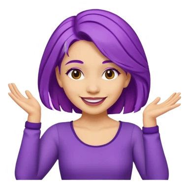 purple haired light skinned woman dancing sticker