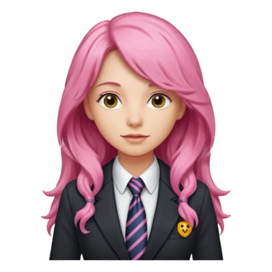 long wavy and pink haired woman with tie and blazer sticker