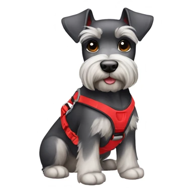 Mini Schnauzer weating red harness sticker