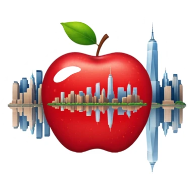 Una manzana con el skyline de Nueva York sticker