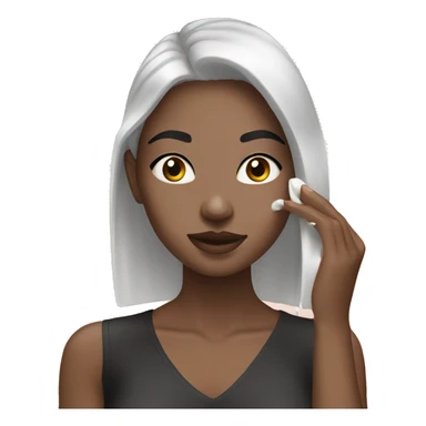 white girl applying cream on face with black hair  sticker