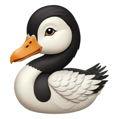 goose with long black hair and swoop bangs sticker