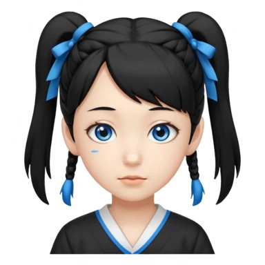 japanese schoolgirl with black twintails and blue eyes sticker