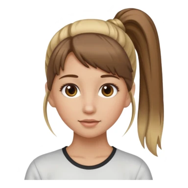 a brown haired girl with blonde highlights in a high ponytail but make her really pretty sticker