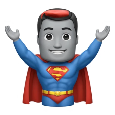 a moai emoji with a superman cape with the original face or the moat emoji sticker