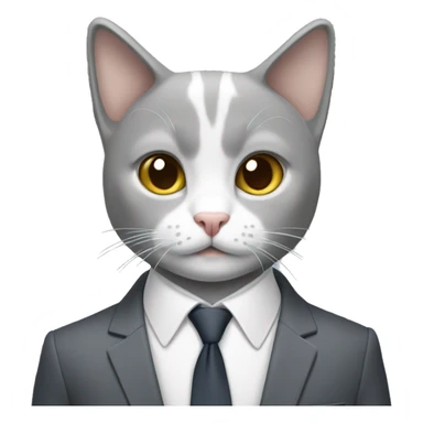  Brithish short hair grey and wite cat with a suit sticker