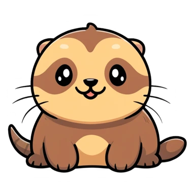 really cute smiling joyful otter face in three-quarter profile view with simple thorny stem wrapped horizontally around its forehead like Jesus Christ's Crown of thorns, no crown shape on top, just thin spiky branches circling the forehead sticker