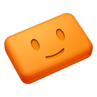 an orange rectangle with CM written inside sticker