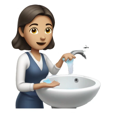brunette woman washes her hands sticker