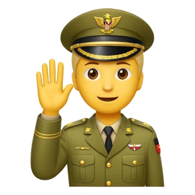 Eine salutierenden Emoji (Hautfarbe: gelb ) in Armee Klamotten männlich; salutierend mit der rechten Hand und auf der Höhe der Stirn sticker