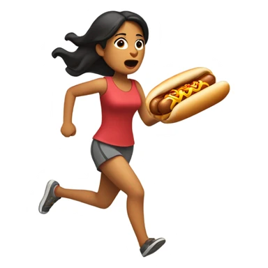 Mexican woman running with a hotdog  sticker