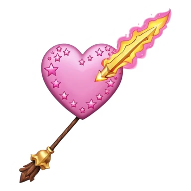 wand with a shooting star pink heart on fire like the heart is the shooting star emoji sticker