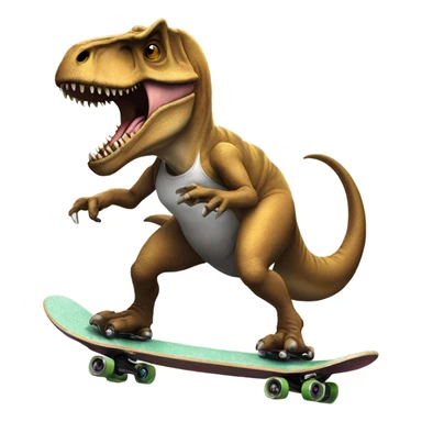 A T. rex with a gun on a skateboard  sticker