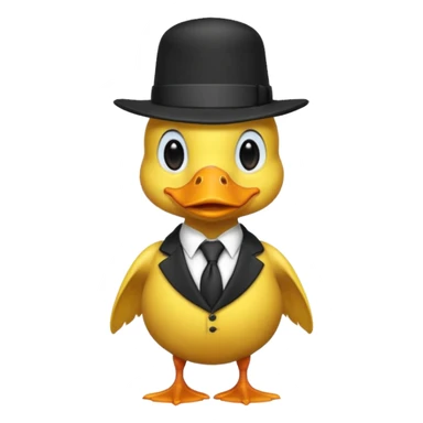 duck wearing a black tall hat and tie  sticker