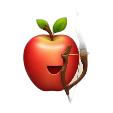 smiling red apple holding a bow and arrows sticker
