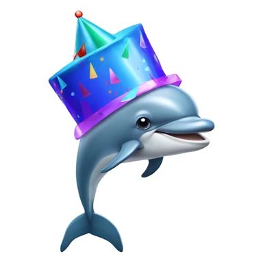 dolphin with a party hat sticker