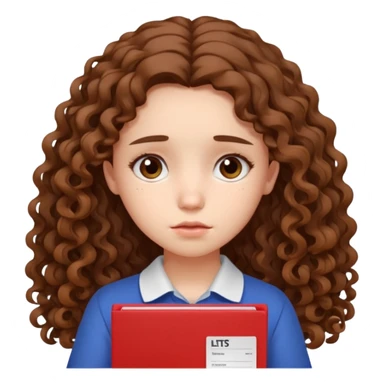 Sad girl with long curly brown hair shows her IELTS certificate with a low score in disappointment sticker