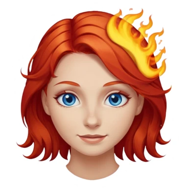 A girl with flaming red hair and intense blue eyes. Delicate dark circles under her eyes give her a slightly tired look, and her smile belies any fatigue. sticker