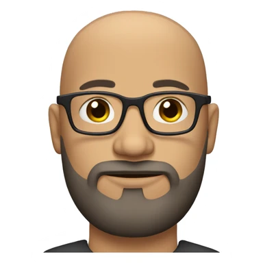 bald man with glasses and a beard sticker