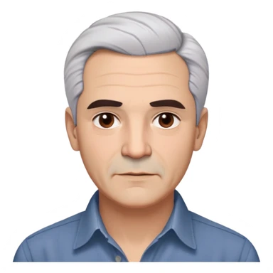 Puerto Rican actor René Monclova with round face, wide jaw, light skin. Expressive dark brown eyes, thick eyebrows. Short gray/white hair with receding hairline. Clean-shaven. Friendly expression. Wearing a dark button-down shirt. Distinguished older man with charismatic appearance. sticker