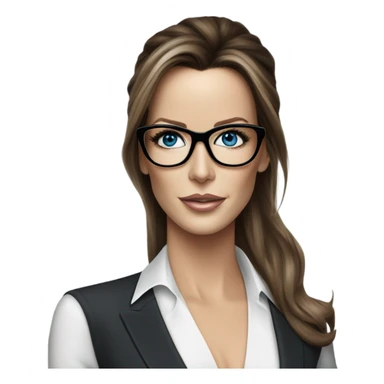Hyper Realistic photo Kate Beckinsale blue eyes wearing glasses in a business meeting high fashion  sticker
