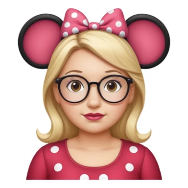 Thick Woman Hazel eyes glasses blonde hair Minnie mouse ears sticker