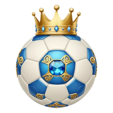 Crown with blue jewel on top of soccer ball sticker