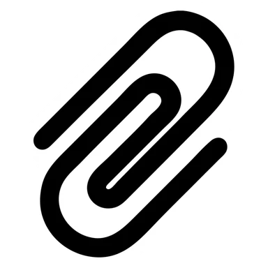Paperclip icon, black filled, urban theme, slanted to the right sticker