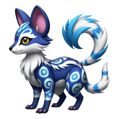 Futuristic furry fluffy floofy feathery tribal marked Genet-Absol-Kyurem-Zeraora-Primagen-fusion-creature  sticker
