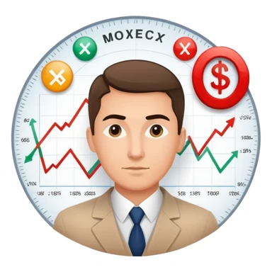 Professional MOEX trader with charts and Russian stock exchange symbols sticker