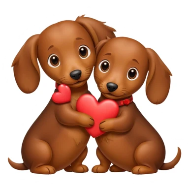 Dos perritos salchichas abrazados y con corazones alrededor  sticker