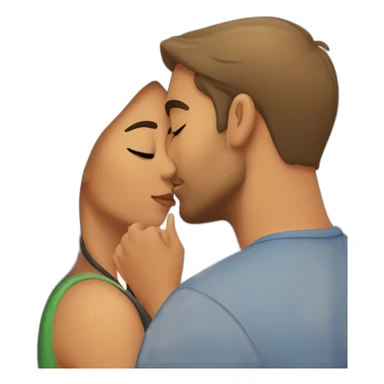 short Indian girlfriend kissing her caucasian boyfriend sticker