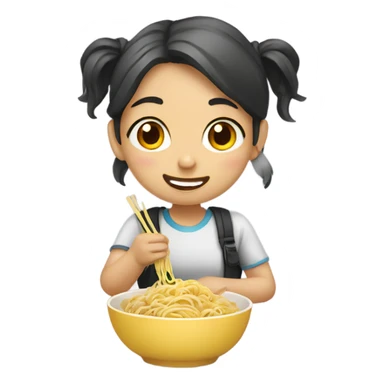 girl eat noodles sticker