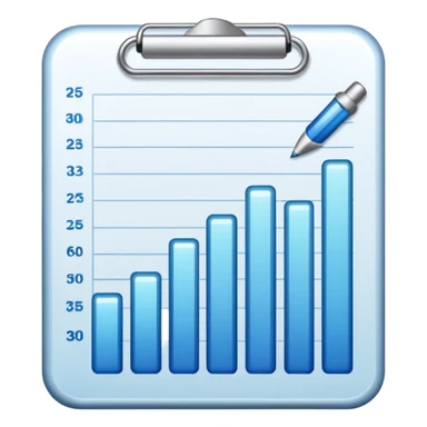 ios style emoji for report sheet consisting graph/ charts with sparkle around the report , no numbers sticker