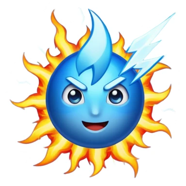 Rayos, centellas y fuego con expresiones de asombro azul sticker