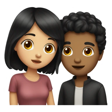 black haired girl kissing black haired boy sticker