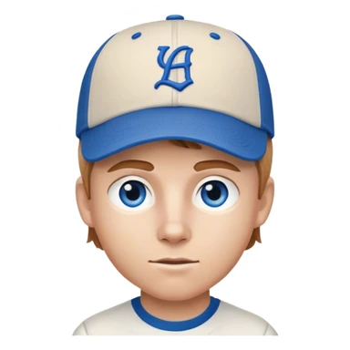 white frat boy with light brown hair blue eyes with baseball cap on sticker